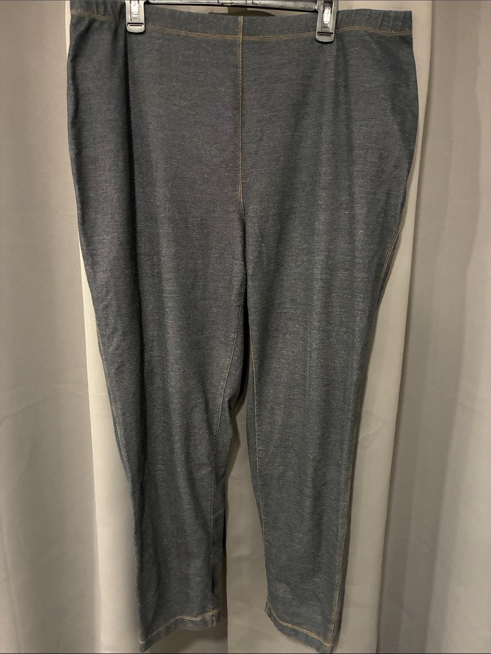 Denim&Co Dark Blue Stretch Leggings with Contrast Stitching